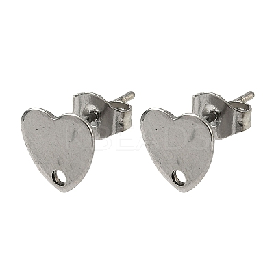 Non-Tarnish 304 Stainless Steel Heart Stud Earring Findings STAS-R063-37-1