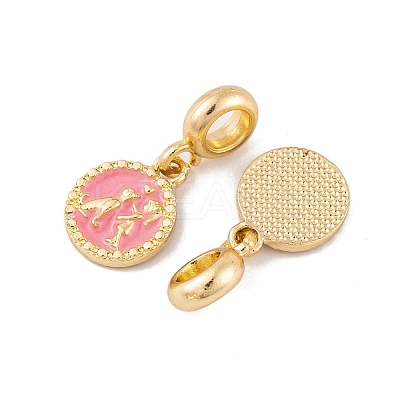 Rack Plating Alloy Pink Enamel European Dangle Charms FIND-C055-15G-1