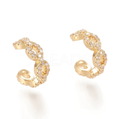 Brass Micro Pave Clear Cubic Zirconia Cuff Earrings EJEW-M195-09G-1