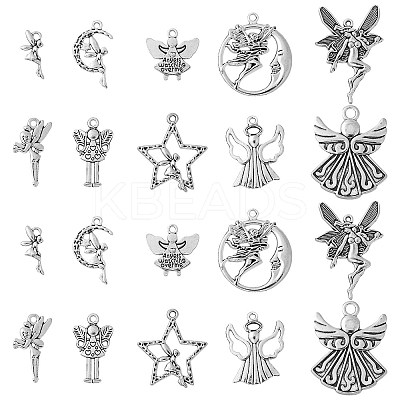 50Pcs 10 Style Tibetan Style Alloy Pendants TIBEP-CJ0003-48-1