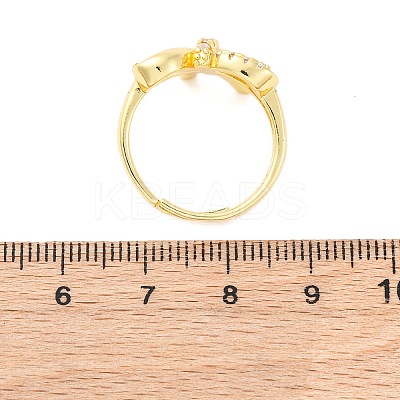 Brass Micro Pave Clear Cubic Zirconia Finger Rings for Women RJEW-U047-06G-1