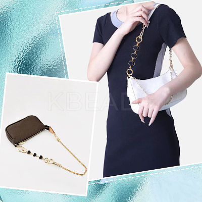 3Pcs 3 Styles Moon Star Heart Alloy Enamel Link Bag Extension Chains AJEW-GA0008-26B-1