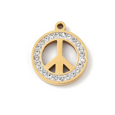 304 Stainless Steel Rhinestone Pendants LS-STAS-Q354-04G-1