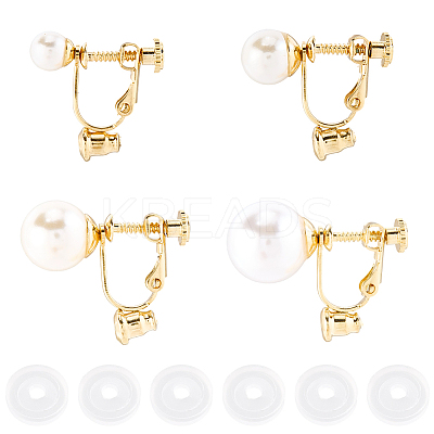 24Pcs 4 Styles 316 Surgical Stainless Steel Clip-on Earring Converters Findings STAS-SC0010-35G-1