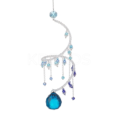 Glass Teardrop Hanging Suncatchers HJEW-TA00413-02-1