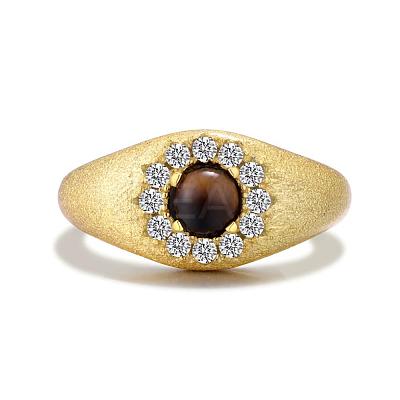Horse Eye 925 Sterling Silver Micro Pave Cubic Zirconia Finger Rings for Women RJEW-F180-07G-1