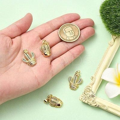 4Pcs 2 Style Rack Plating Brass Micro Pave Cubic Zirconia Pendants KK-CJ0002-76-1
