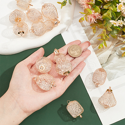 12Pcs 6 Styles Iron Bead Cage Connector Charms FIND-PH0009-39-1