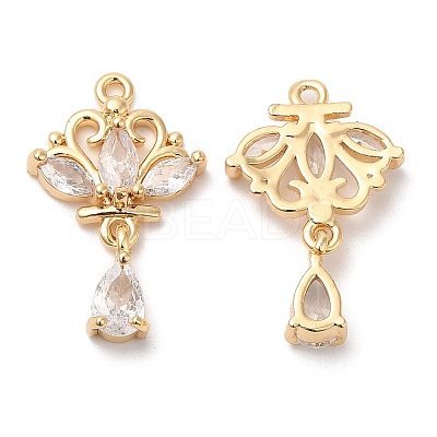 Brass with Glass Rhinestone Pendants KK-B074-09G-1