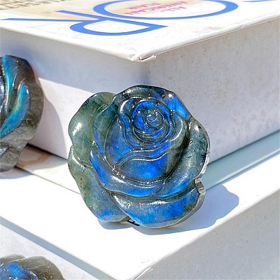 Natural Labradorite Carved Healing Rose Figurines PW-WG99358-01-1