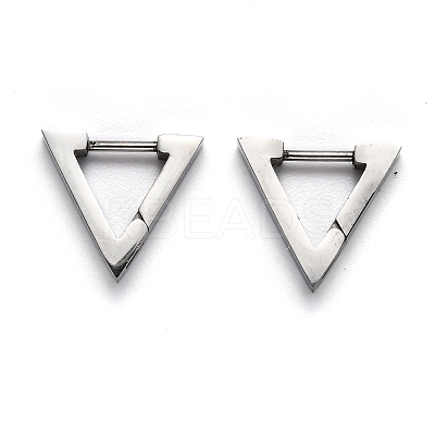 Tarnish Resistant 304 Stainless Steel Triangle Huggie Hoop Earrings STAS-H156-02C-P-1