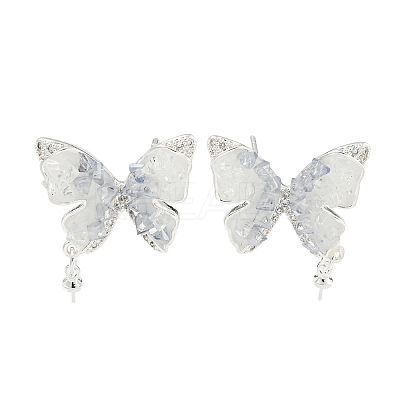 Brass with Enamel with Cubic Zirconia with Crystal Stud Earring with 925 Sterling Silver Pins KK-Q820-06S-1