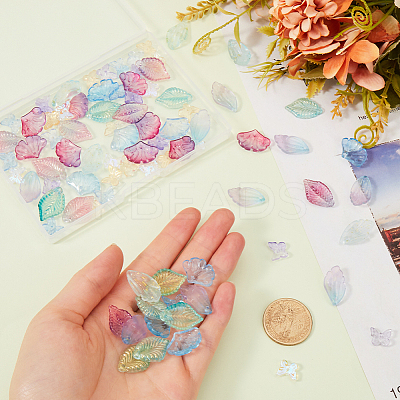 100Pcs 10 Style Two Tone Transparent Spray Painted Glass Pendants GLAA-SC0002-15-1