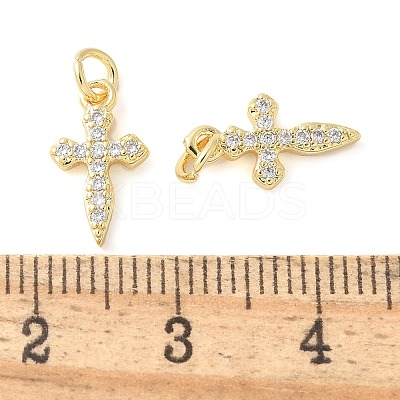 Brass Micro Pave Cubic Zirconia Charms KK-U056-26G-1
