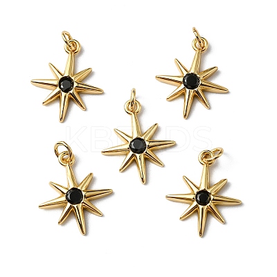 Rack Plating Brass Micro Pave Cubic Zirconia Pendants KK-P235-02G-1