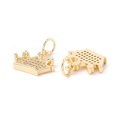 Rack Plating Brass Micro Pave Clear Cubic Zirconia Pendants ZIRC-I057-09G-1