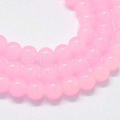 Baking Paint Imitation Jade Glass Round Bead Strands DGLA-Q021-4mm-26-1