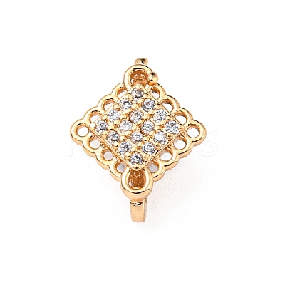 Rhombus Brass Pave Clear Cubic Zirconia Mutil-Strand Links LS-ZIRC-R021-01E-G-1