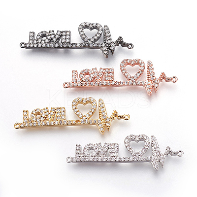 Brass Micro Pave Cubic Zirconia Links KK-O109-09C-1
