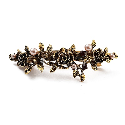 Flower Alloy Rhinestone Hair Barrettes PHAR-S604-01AG-04-1