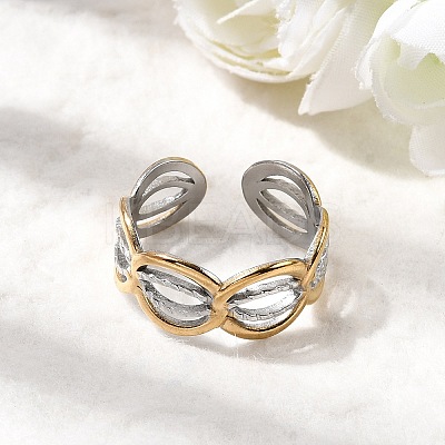 Adjustable 304 Stainless Steel Cuff Rings for Women RJEW-B150-01GP-01-1