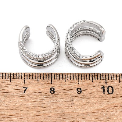 Brass Micro Pave Clear Cubic Zirconia Cuff Earrings EJEW-H158-23P-1