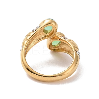 Gemstone Oval Open Cuff Ring with Crystal Rhinestone STAS-E168-10C-G-1
