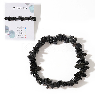 Natural Black Onyx Chips Stretch Bracelets for Women AY5330-7-1