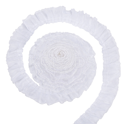 8 Yards Polyester Pleated Lace Trim OCOR-WH0080-87C-1