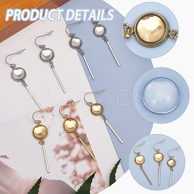 8 Pairs 4 Styles Blank Dome Glass Dangle Earrings EJEW-AB00008-1