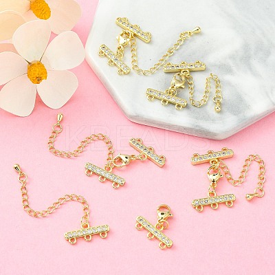 Brass Micro Pave Cubic Zirconia Chain Extender ZIRC-Q022-029G-NR-1