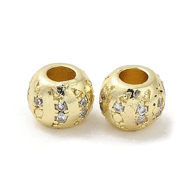 Rack Plating Brass Micro Pave Cubic Zirconia Beads KK-F866-06G-1