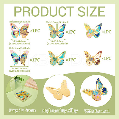 6Pcs 6 Styles Rack Plating Alloy Enamel Big Pendants ENAM-TA0002-76-1