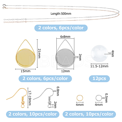 DIY Blank Dome Brass & Iron Earring & Necklace Making Kits DIY-HS0001-05A-1