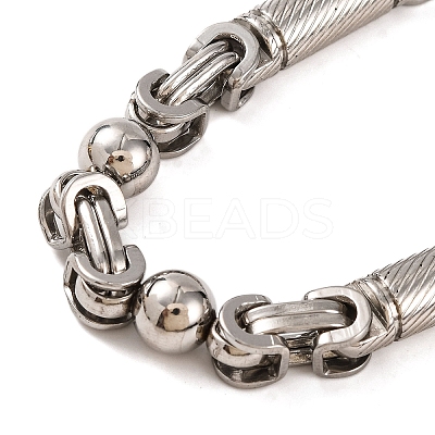 Tarnish Resistant 201 Stainless Steel Round Ball Byzantine Chain Bracelets BJEW-B078-78P-1