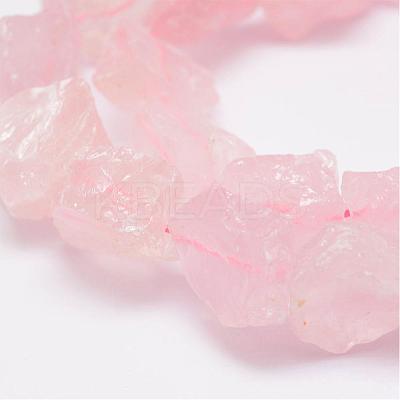 Raw Rough Natural Rose Quartz Beads Strands G-E343-08-1