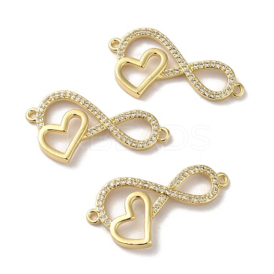 Eco-Friendly Rack Plating Brass Micro Pave Clear Cubic Zirconia Connector Charms KK-F853-25G-1