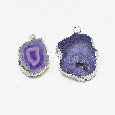 Natural Druzy Agate Slices Pendants G-Q494-65F-P-1