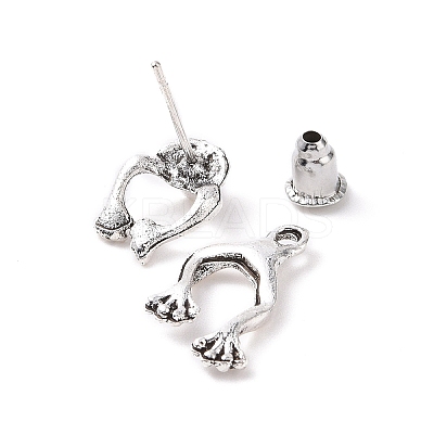 Alloy Frog Front Back Stud Earrings for Men Women LS-EJEW-H088-01AS-1