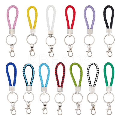 26Pcs 13 Colors Braided PU Leather Ornament Lanyard Strap Keychain KEYC-DC0001-18-1