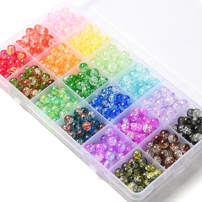 594pcs 18 Colors Transparent Crackle Acrylic Beads CACR-YW0001-04-1