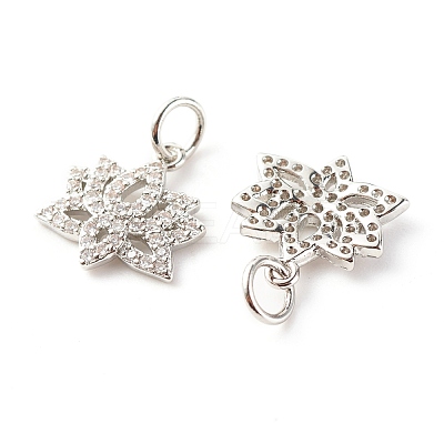 Brass Micro Pave Clear Cubic Zirconia Pendants ZIRC-P094-25P-RS-1