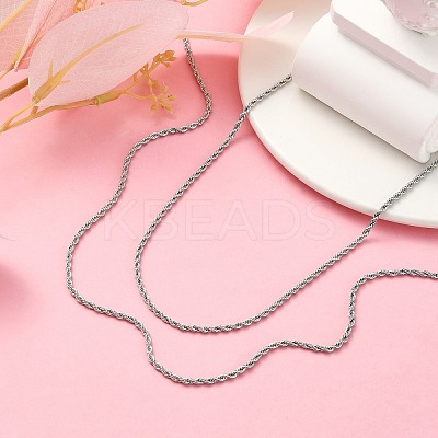 Tarnish Resistant 304 Stainless Steel Necklaces Unisex Rope Chain Necklaces NJEW-507L-10-1