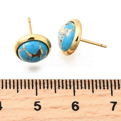Brass Half Round Stud Earrings EJEW-Z124-01G-1