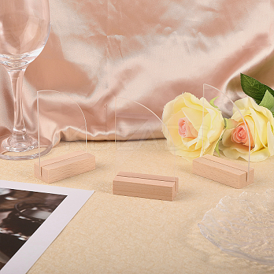 Transparent Acrylic Place Card & Wood Card Holder Set ODIS-WH0038-62-1
