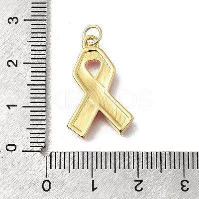 October Breast Cancer Pink Awareness Ribbon Brass Enamel Pendants LS-KK-S517-04H-G-1