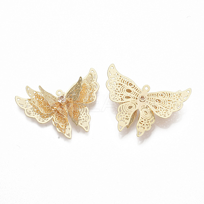 Brass Cubic Zirconia Pendants KK-T050-49G-NF-1