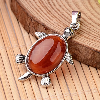 Tortoise Platinum Tone Brass Natural & Synthetic Mixed Stone Pendants G-F265-01-1