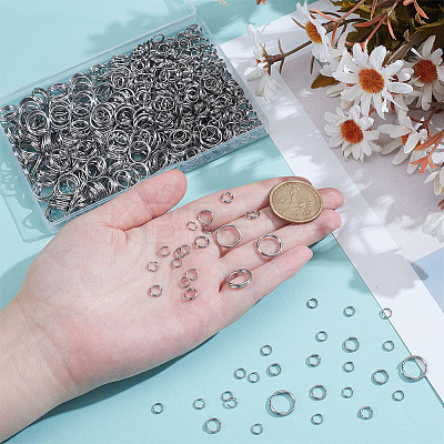 1000Pcs 5 Style 304 Stainless Steel Split Rings STAS-ME0002-63-1