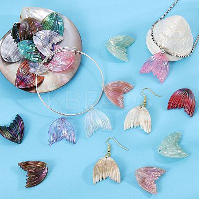 22 Pieces Resin Pendant Phantom Colorful Gradient Fish Tail Pendant Handmade Ear Studs and Earring Accessories(11 styles) JX638A-1
